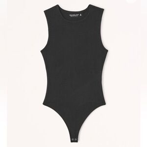 Black Abercrombie Cotton Seamless Fabric Crew Tank Bodysuit